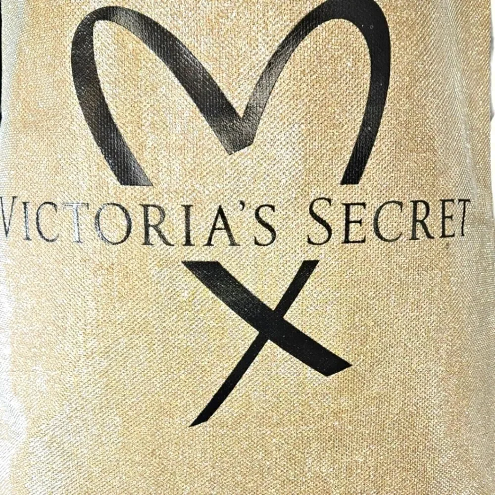 VICTORIA SECRET GOLD SPARKLY LARGE TOTE - Picture 12 of 12